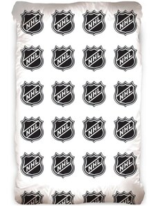 TipTrade (CZ) Hokejové prostěradlo na jednolůžko National Hockey League - NHL - biele - 90 x 200 + 25 cm