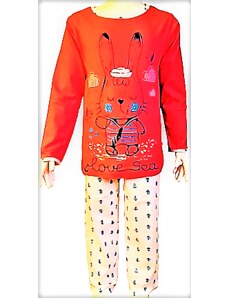 Calvi-Dívčí pyžamo dlouhý rukáv Králíček Námořník oranž