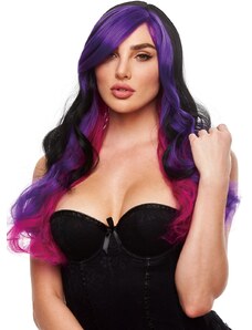 Paruka s ofinou Pleasure Wigs Brandi – vícebarevná, dlouhá, vlnitá