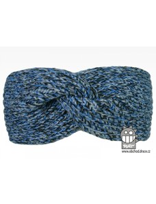 Pletená čelenka Dráče - Twist 16, modrá melír