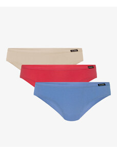 Dámské kalhotky Bikini ATLANTIC 3Pack - ecru, korál, modrá