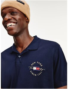 Tmavě modré pánské polo triko Tommy Hilfiger Icon Logo Interlock - Pánské