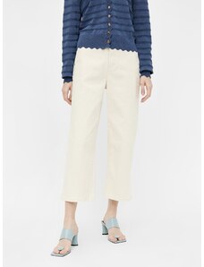 Krémové dámské tříčtvrteční široké džíny .OBJECT Marina - Dámské