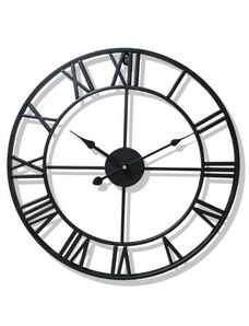 SEVERNO Home Nástěnné hodiny velké kovové retro loftové římské černé 47 cm