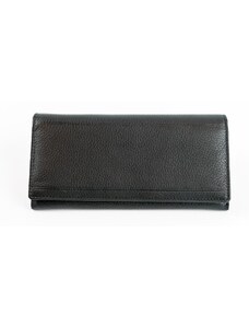 Fashionhunters Men's Long Horizontal Black Leather Wallet