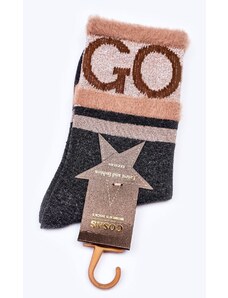 Kesi Dámské Bavlněné Ponožky GO-GO S Kožešinou COSAS Šedé