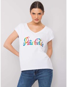 Fashionhunters Bílé tričko s barevným potiskem
