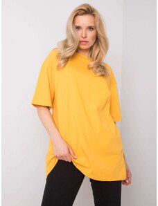 Fashionhunters RUE PARIS Tmavě žluté bavlněné tričko