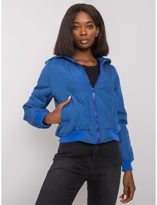 Fashionhunters Dámská krátká bunda s prošíváním Larah - modrá