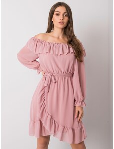 Fashionhunters OCH BELLA Růžové šaty s dlouhým rukávem