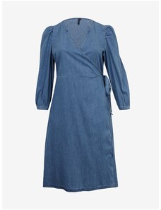 Modré dámské džínové zavinovací šaty ONLY CARMAKOMA Irina - Dámské
