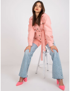 Fashionhunters Olesia růžová dlouhá košile s páskem