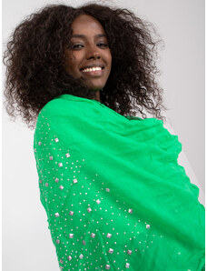 Fashionhunters Zelený šátek s aplikací kamínků
