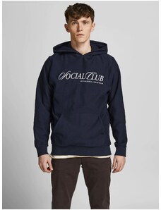 Tmavě modrá vzorovaná mikina s kapucí Jack & Jones Neo - Pánské