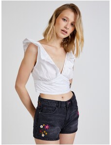 Bílý dámský cropped top s volány TALLY WEiJL - Dámské