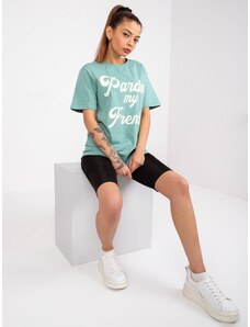 Fashionhunters Zelené bavlněné ležérní tričko Jade