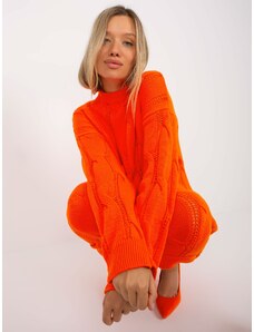 Fashionhunters Oranžové pletené šaty se stojáčkem RUE PARIS