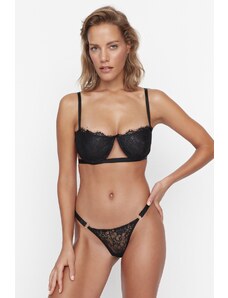 Trendyol Black Lace Kostice kryté spodní prádlo Set