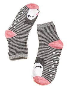 Non-slip girls' socks Shelvt gray penguins