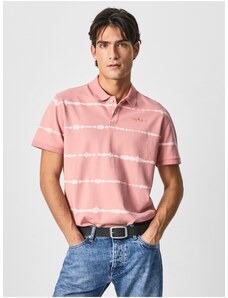 Růžové pánské pruhované polo tričko Pepe Jeans Farrell - Pánské