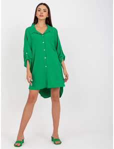 Fashionhunters Zelené ležérní šaty s límečkem od Elaria