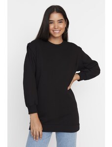 Trendyol Black Shoulder Detailed Soft Fuzzy Thick Knitted Sweatshirt