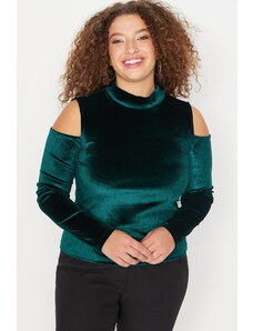 Trendyol Curve Green Shoulder Detailed Knitted Blouse