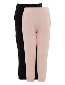 Trendyol 2-Pack Black-Pink Girls Knitted Slim Sweatpants