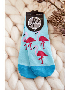 Kesi Mládežnické ponožky se vzorem Three Flamingos Světle modrá