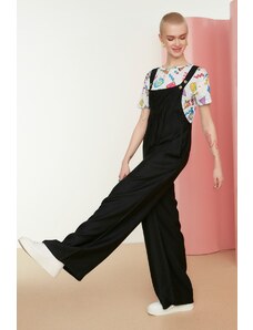 Trendyol Black Wide Leg Maxi Gilet Woven Linen Look Jumpsuit