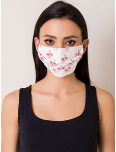 Fashionhunters Bílá ochranná maska s plameňáky