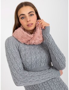 Fashionhunters Špinavě růžový zimní oteplovač krku z umělé kožešiny