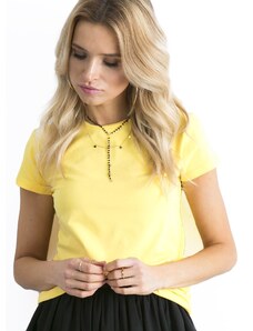 Fashionhunters Broskvově žluté tričko