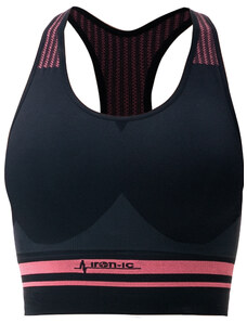 Sportovní podprsenka fitness IRON-IC - střední podpora - černo-růžová Barva: Černo-růžová, Velikost:
