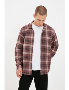 Trendyol Claret Red Men Regular Fit Shirt Collar Long Sleeve Lumberjack Plaid Shirt