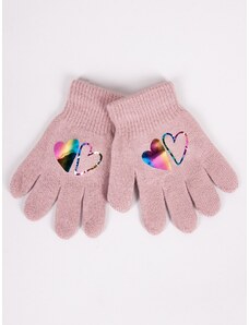 Yoclub Kids's Girls' Five-Finger Gloves With Hologram RED-0068G-AA50-002