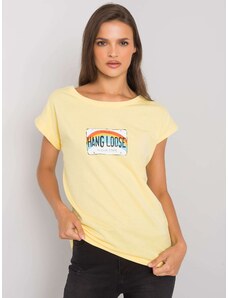 Fashionhunters Dámské světle žluté bavlněné tričko