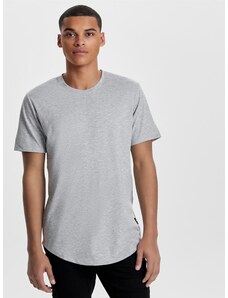 Světle šedé žíhané basic tričko ONLY & SONS Matt - Pánské