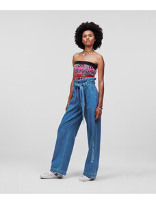 DŽÍNY KARL LAGERFELD PAPERBAG WAIST DENIM PANTS