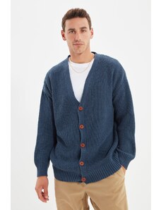 Trendyol Indigo Regular Fit V Neck Basic Knitwear Cardigan