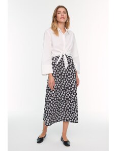 Trendyol Black and White Patterned Knitted Scuba Crepe Skirt