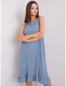Fashionhunters Modro-šedé šaty na ramínka od Simone