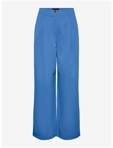 Modré dámské široké kalhoty Pieces Thelma - Dámské
