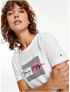 Bílé dámské tričko s potiskem Tommy Hilfiger - Dámské