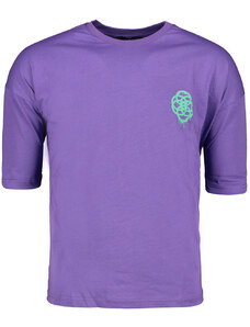 Trendyol Purple Oversize/Wide Cut Short Sleeve Geometric Printed 100% Cotton T-shirt
