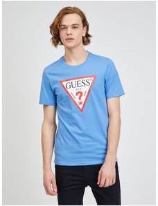 Modré pánské tričko Guess - Pánské