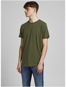 Khaki basic tričko Jack & Jones Basher - Pánské