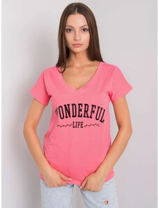 Fashionhunters Dámské růžové tričko s nápisem