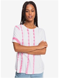 Růžovo-bílé dámské vzorované tričko Roxy Over The Rainbo - Dámské