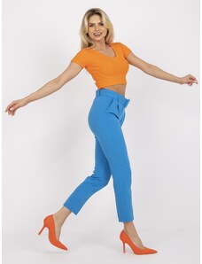 Fashionhunters Modré dámské kalhoty Giulia z obleku s kapsami